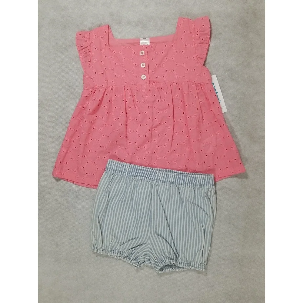 Carter's Baby Girls Size 24 Months 3 pc Top Bodysuit & Shorts Summer Outfit NEW - Picture 2 of 7